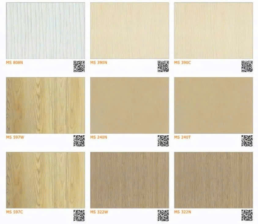 Bảng màu melamine thông dụng