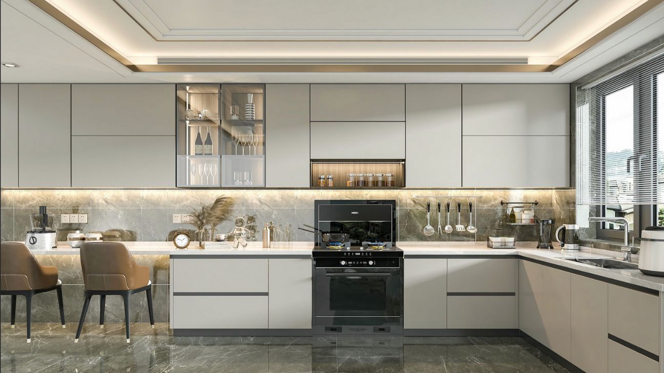 Bếp inox cánh kính độc đáo