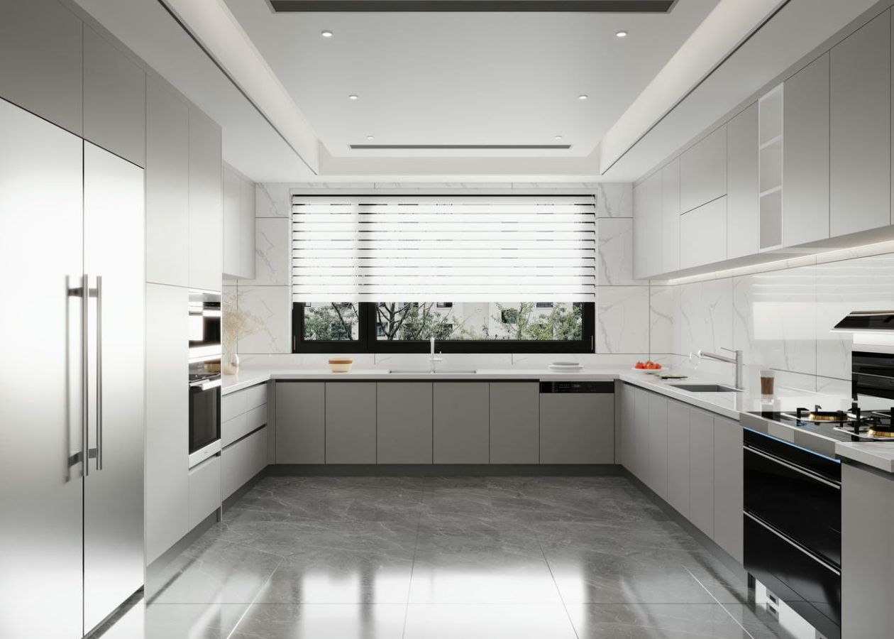 Bố trí bồn rửa gần cửa sổ trong tủ bếp chữ L