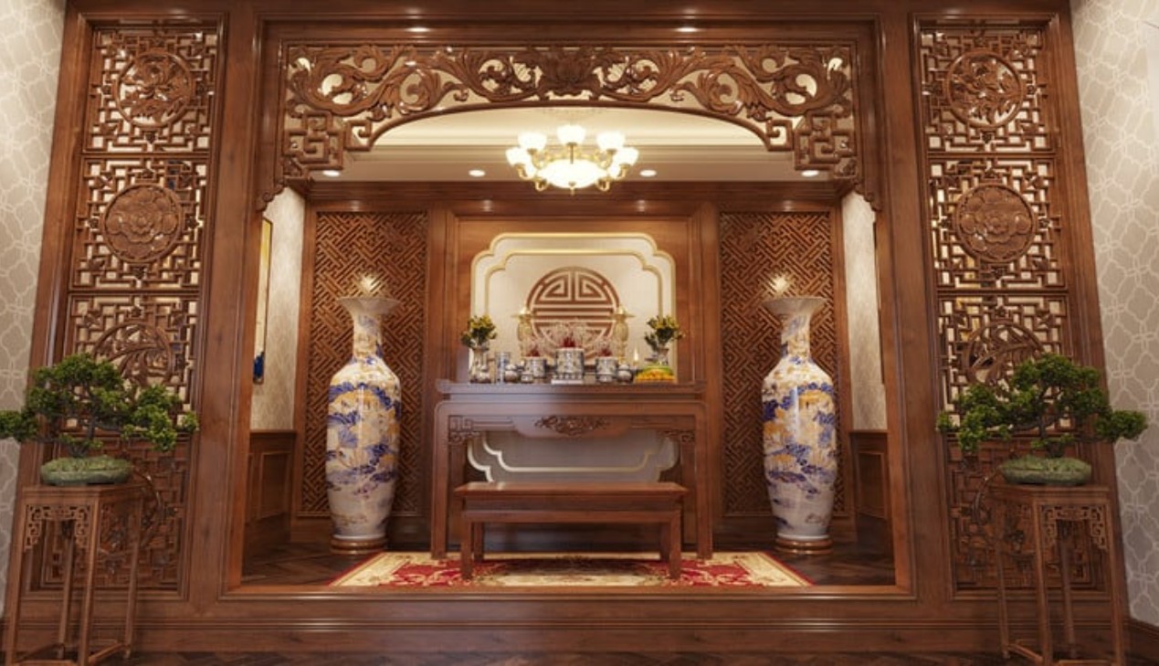 Cửa gỗ cho không gian thờ trang trọng