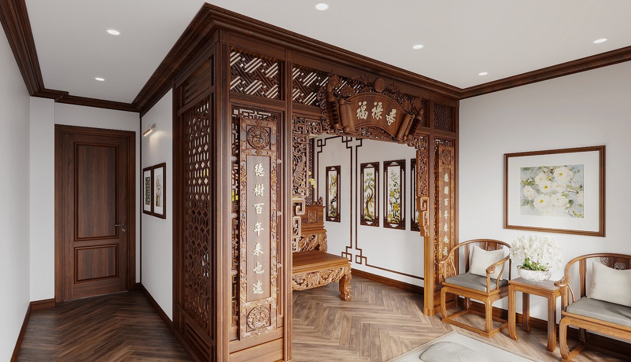 Cửa gỗ phòng thờ đẹp hiện đại