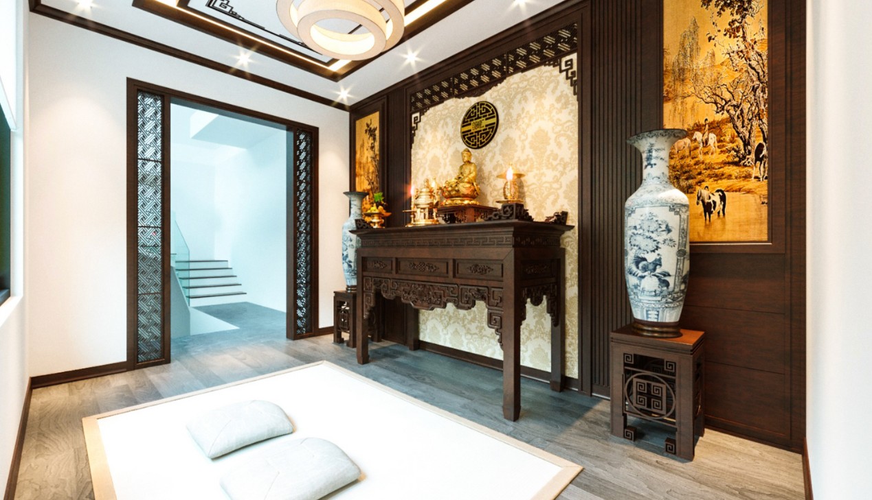 Cửa gỗ phòng thờ đơn giản tinh tế