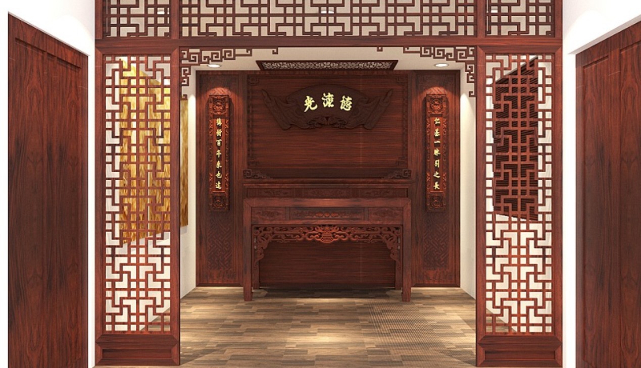 Cửa phòng thờ gỗ căm xe