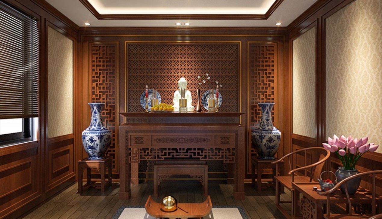 Cửa phòng thờ gỗ lim
