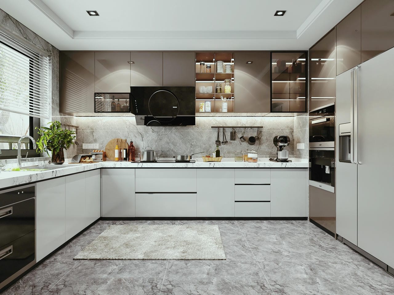 Decor tủ bếp hợp kim nhôm cho nhà nhỏ