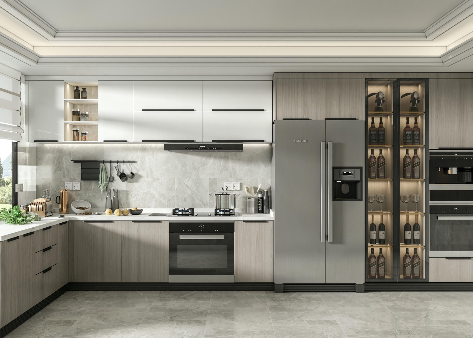 Decor tủ bếp nhôm giả gỗ nhỏ đẹp