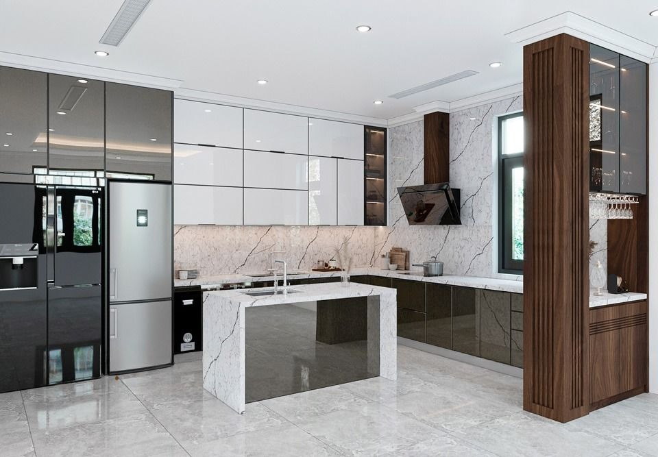 Decor tủ bếp nhôm kính cao cấp