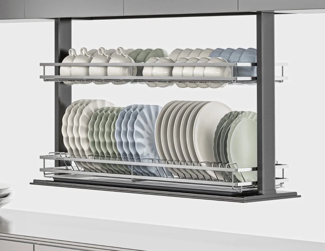 Giá úp chén inox giảm chấn
