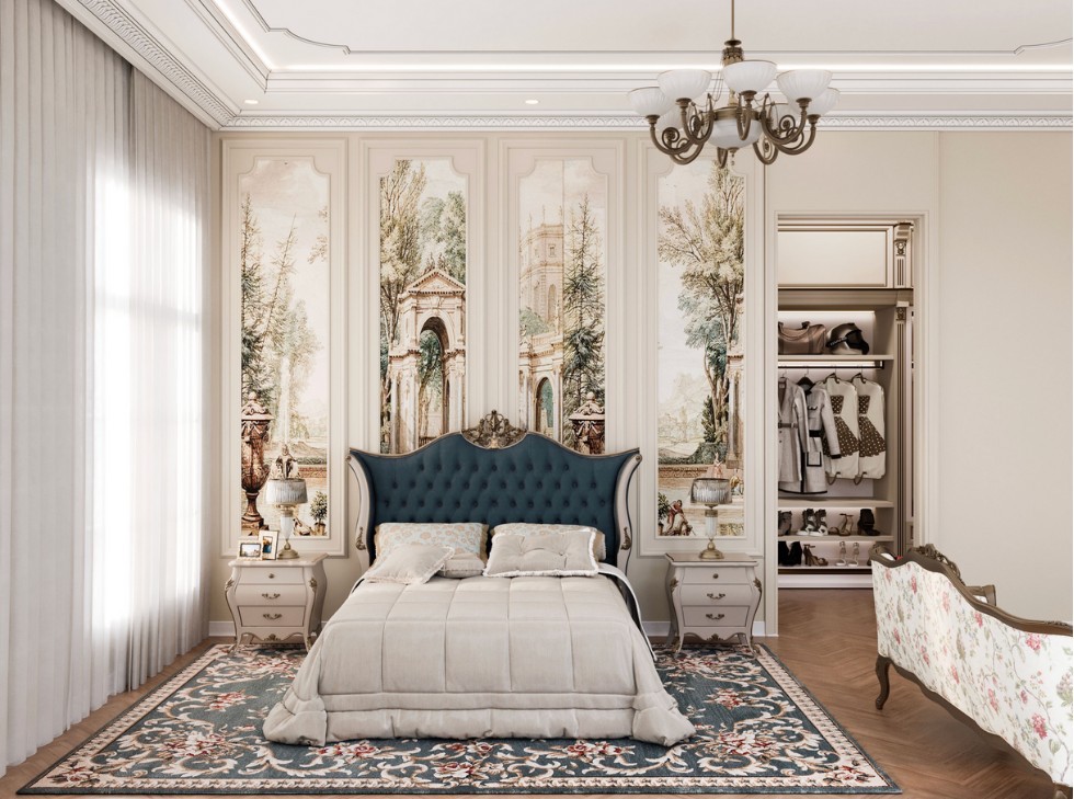 Giấy dán tường hoa văn cổ điển cho không gian đậm chất châu Âu