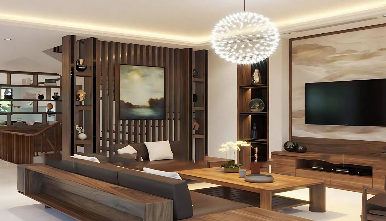 Kệ gỗ trang trí phòng khách