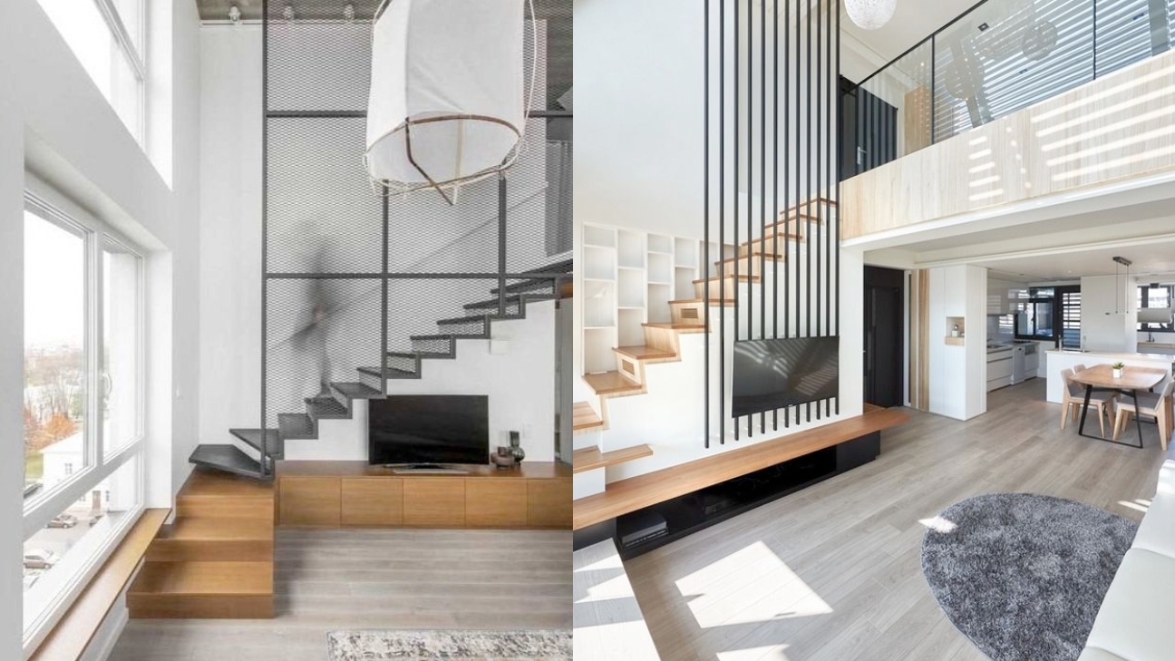 Kệ tivi gầm cầu thang đẹp asymmetric