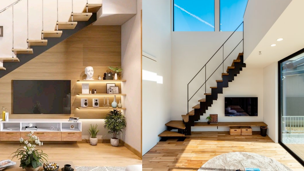 Kệ tivi gầm cầu thang đôc đáo