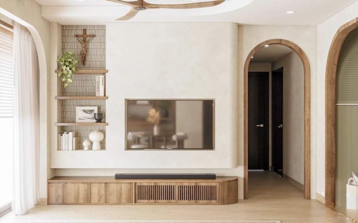 Kệ tivi kết hợp tủ trang trí bàn thờ gắn tường