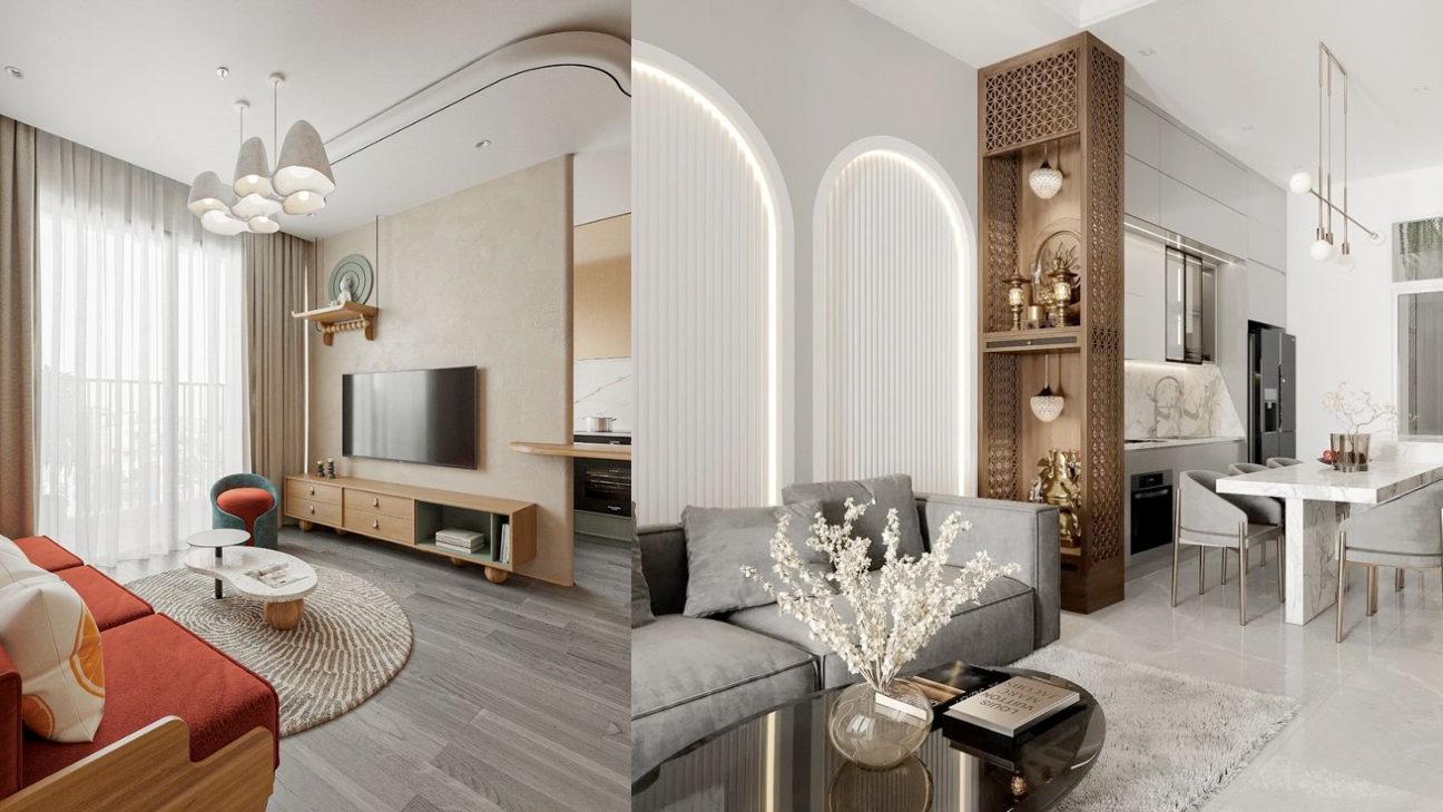 Kệ tivi kết hợp tủ trang trí bàn thờ nhỏ gọn