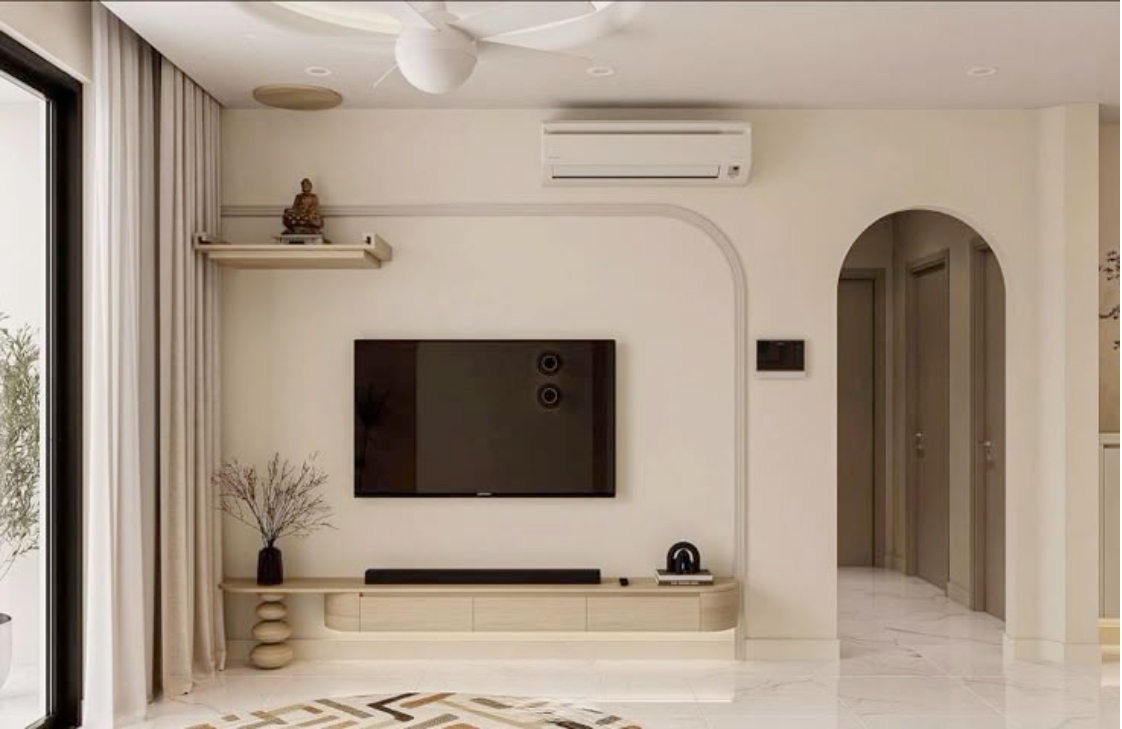 Kệ tivi kết hợp tủ trang trí bàn thờ treo tường
