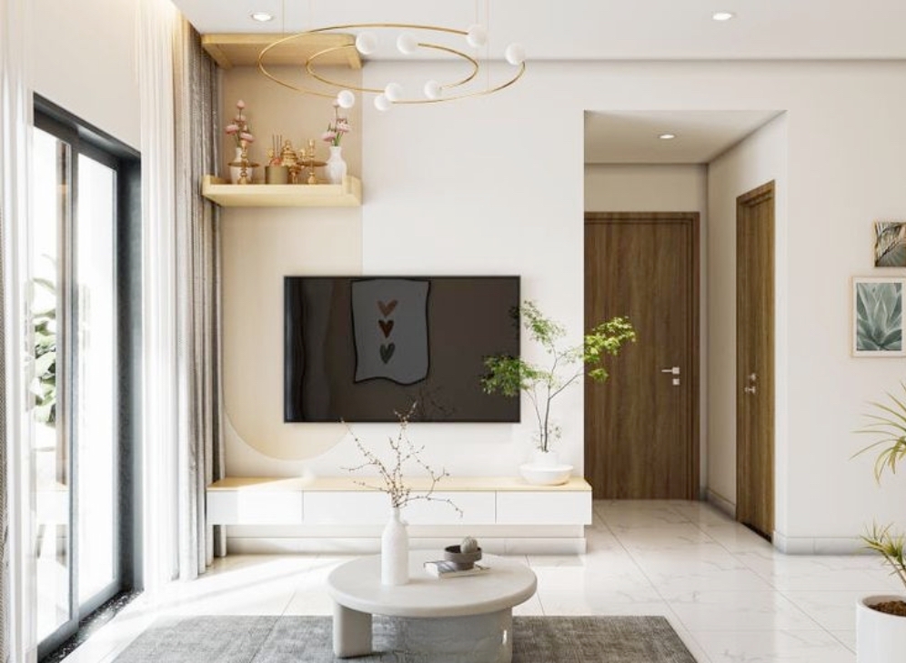 Kệ tivi kết hợp tủ trang trí bàn thờ xu hướng