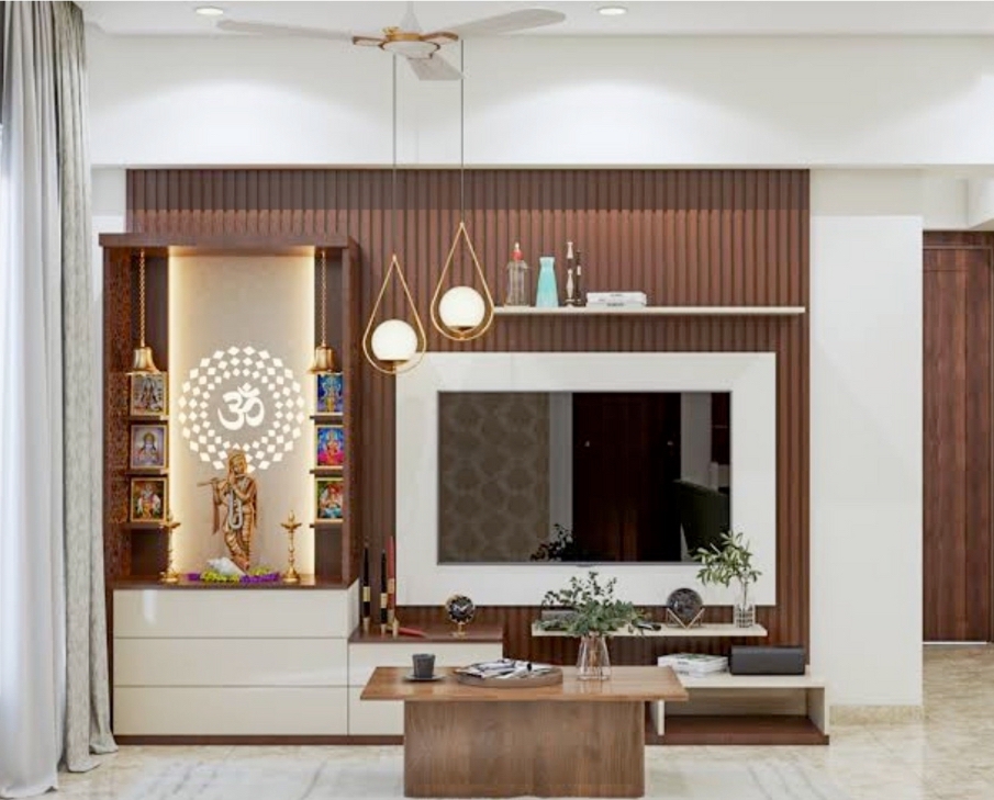 Kệ tivi kết hợp tủ trang trí bàn thờ 