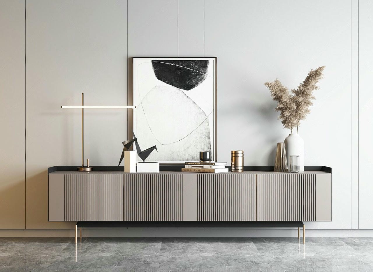 Kệ trang trí tivi phòng khách Scandinavian - Tối giản Bắc Âu