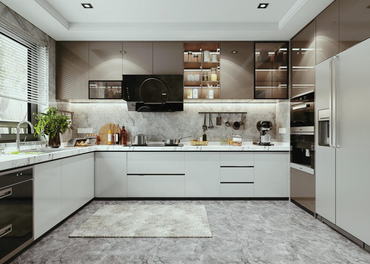 Khoảng trống cửa sổ với thiết kế tủ bếp chữ L