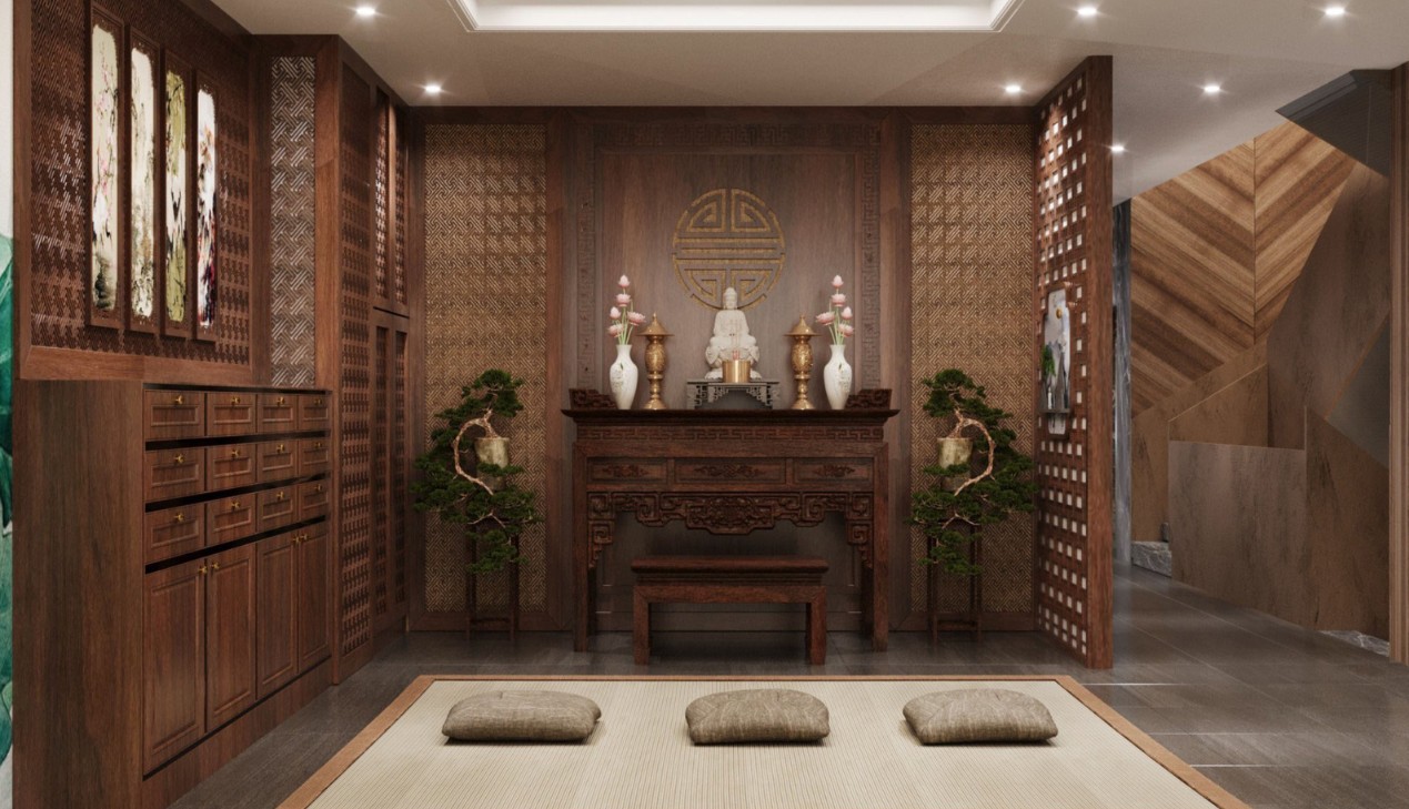 Mẫu cửa gỗ phòng thờ đẹp