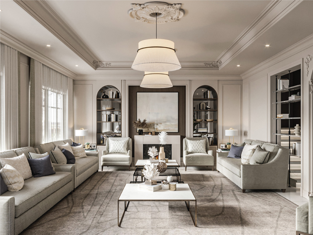 Mẫu decor nội thất phòng khách biệt thự tân cổ điển Mẫu decor nội thất phòng khách biệt thự tân cổ điển