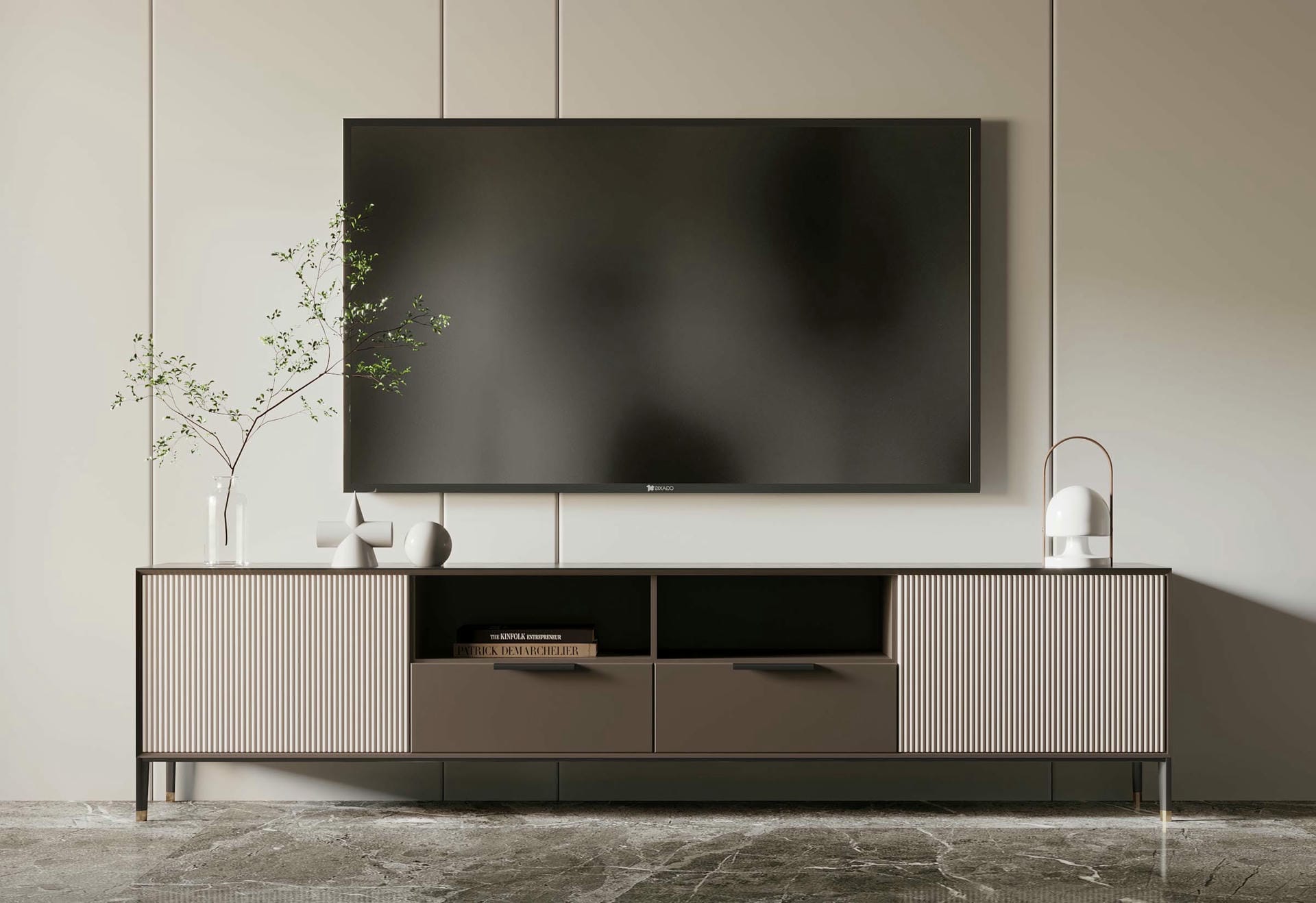Mẫu kệ tivi trang trí phòng khách đẹp luxury
