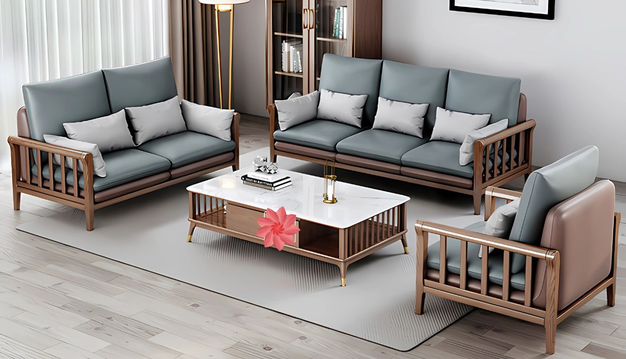 Mẫu sofa gỗ kèm bàn trà đẹp