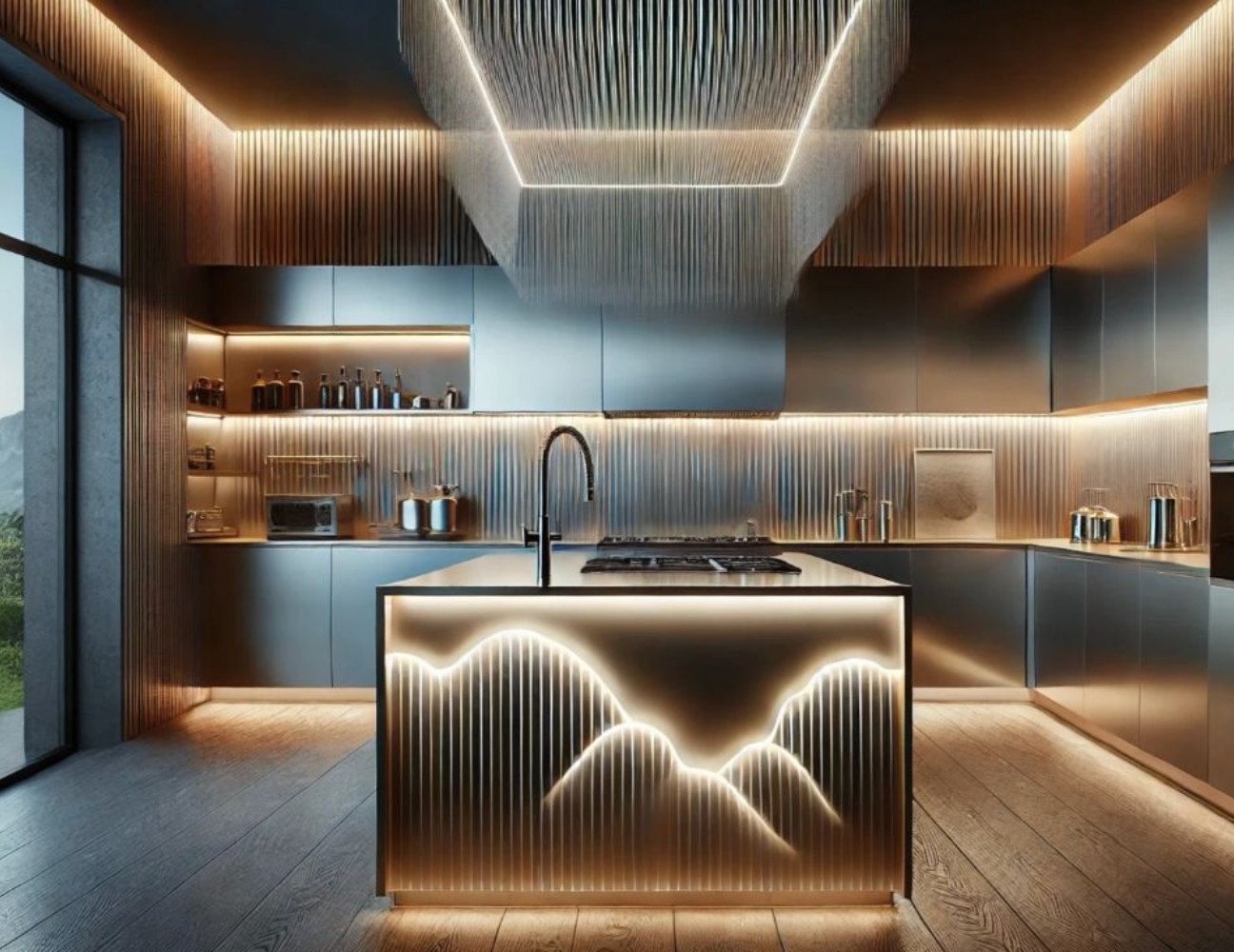 Mẫu tủ bếp acrylic khung inox đẹp