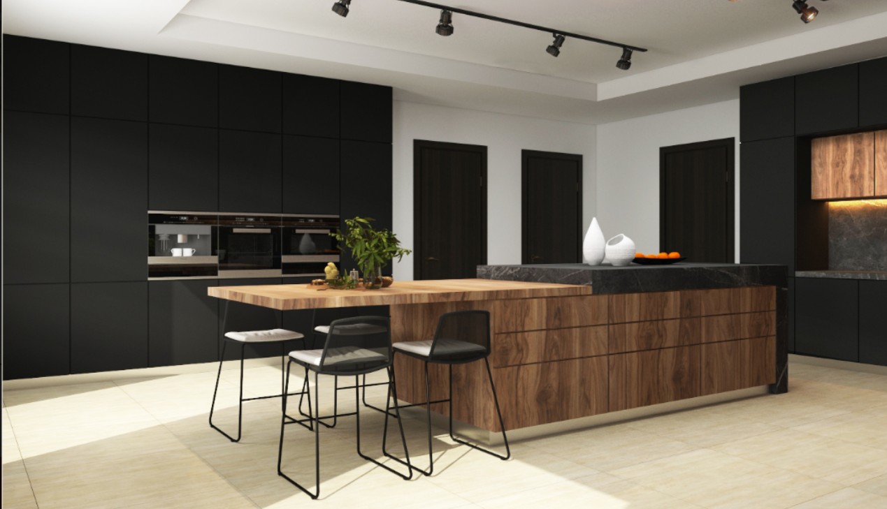 Mẫu tủ bếp gỗ veneer đẹp Mẫu tủ bếp gỗ veneer đẹp