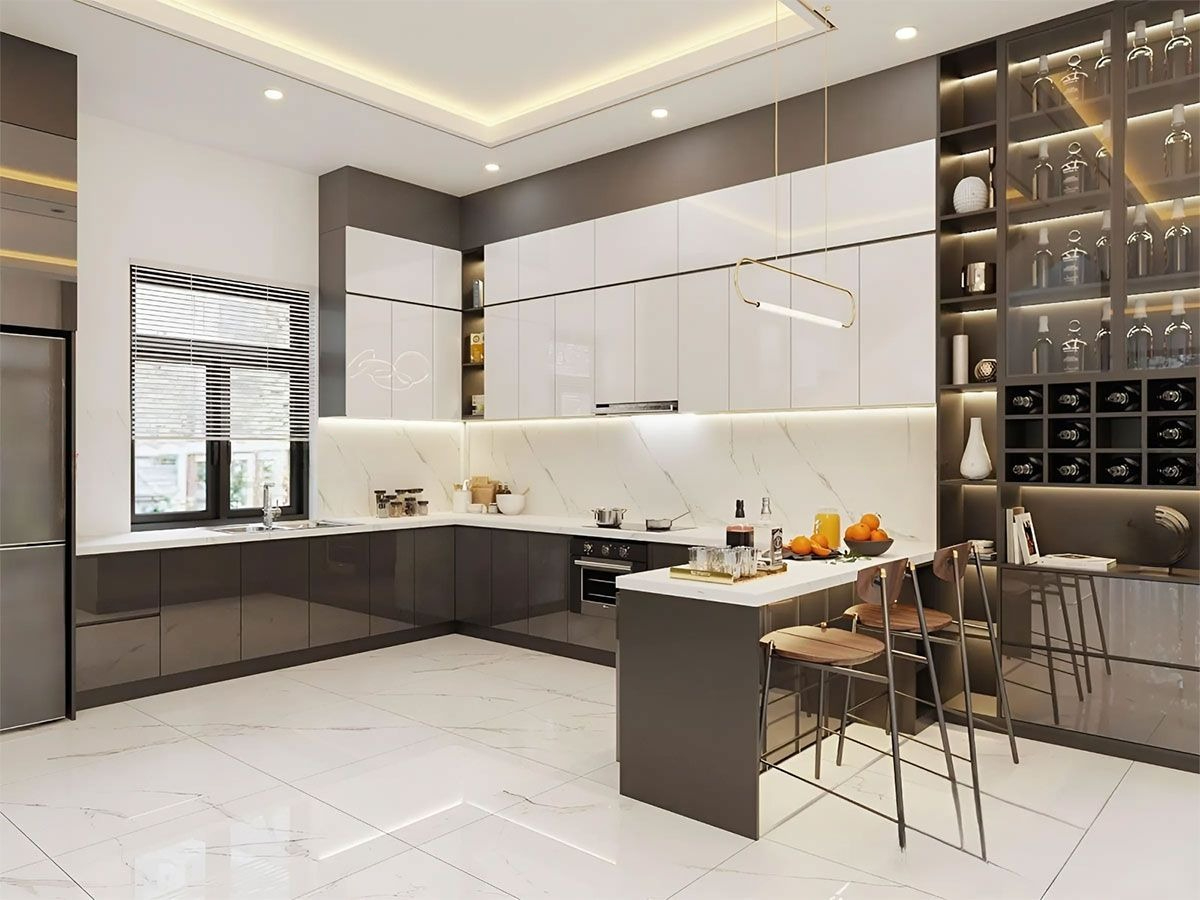 Mẫu tủ bếp hợp kim nhôm