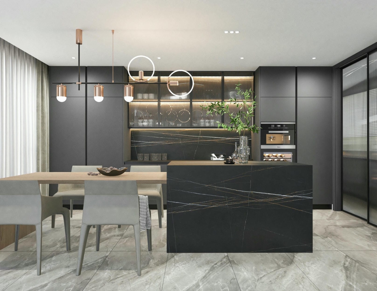 Mẫu tủ bếp inox cánh composite đẹp