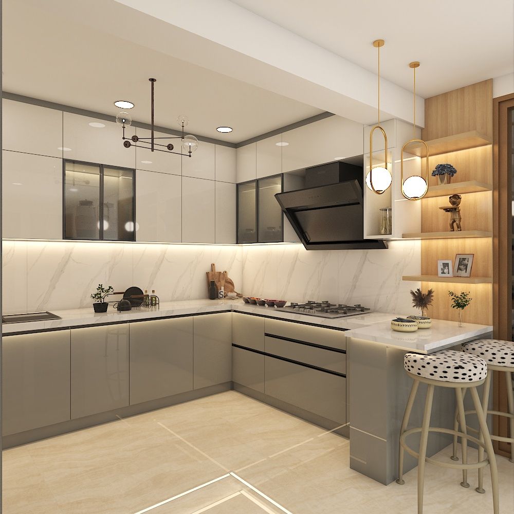 Mẫu tủ bếp nhôm phong cách trang nhã Mẫu tủ bếp nhôm phong cách trang nhã