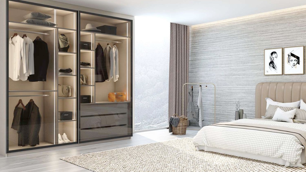 Mẫu tủ quần áo gắn tường tăng ánh sáng tự nhiên