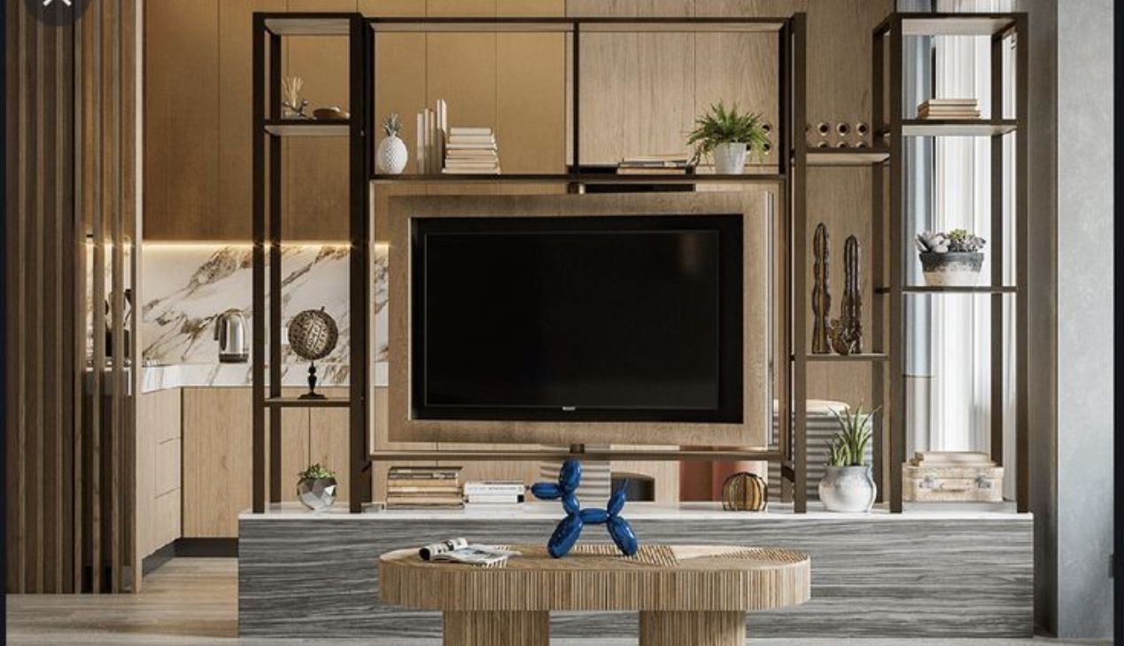 Mẫu vách ngăn có kệ trang trí