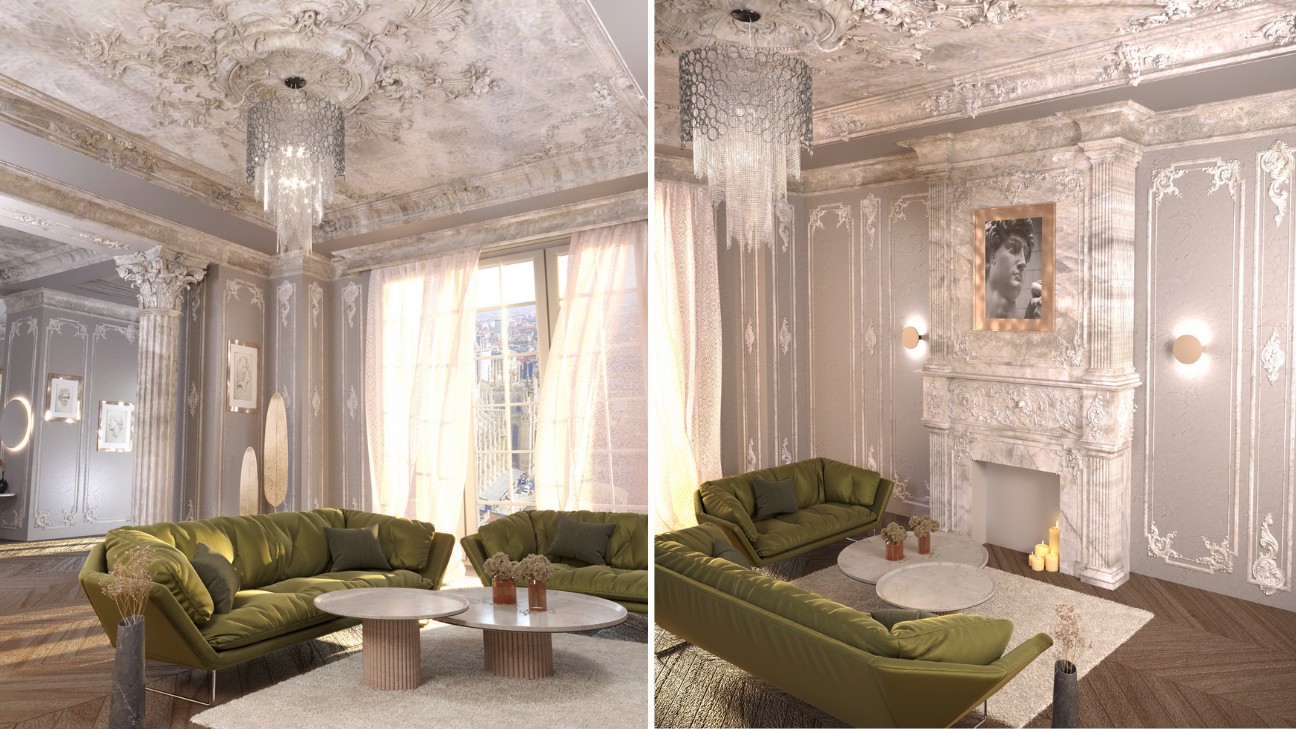 Phong cách thiết kế nội thất Baroque ứng dụng trong phòng khách