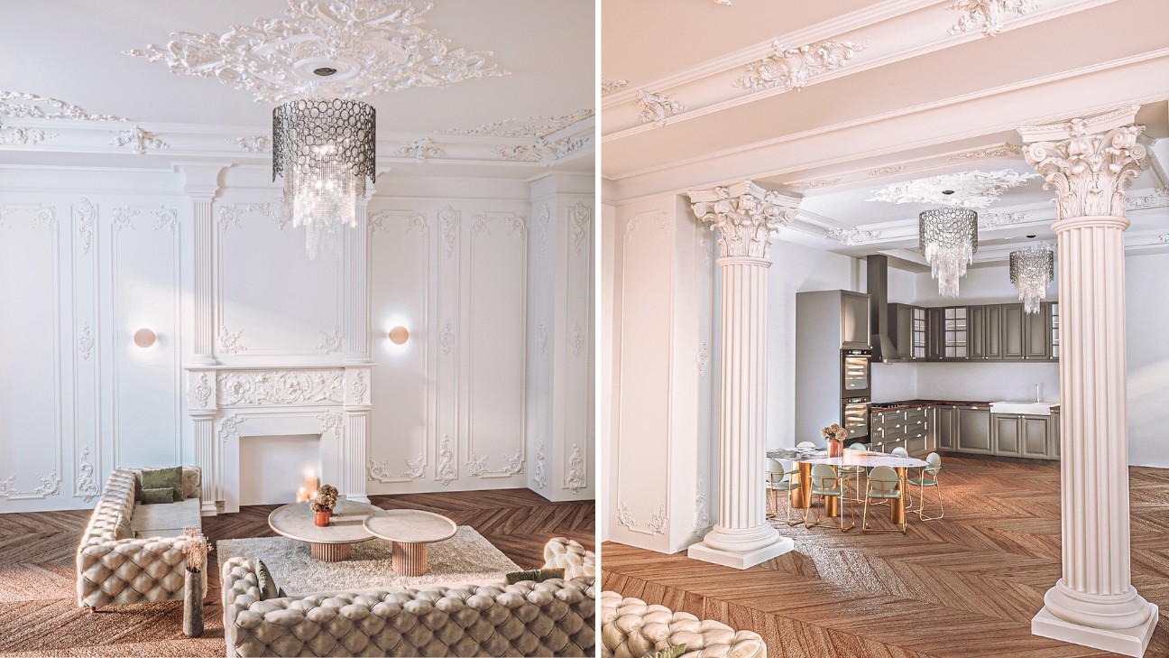 Phong cách thiết kế nội thất Baroque với gam màu hoàng gia