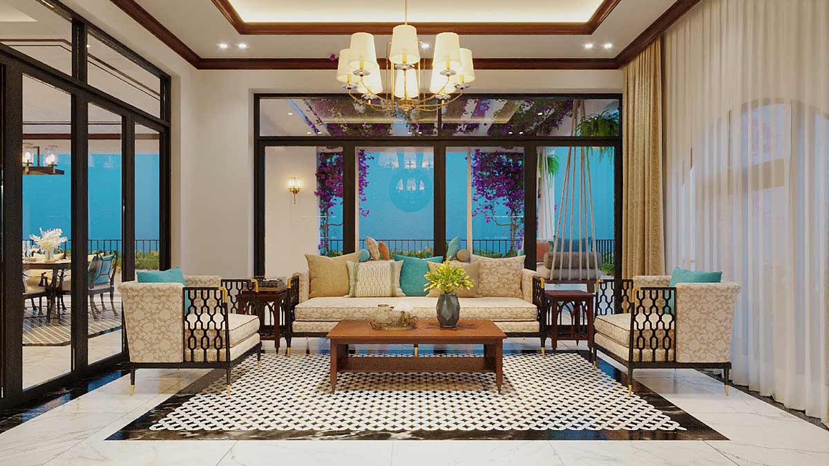 Phong cách thiết kế nội thất biệt thự kiểu indochine