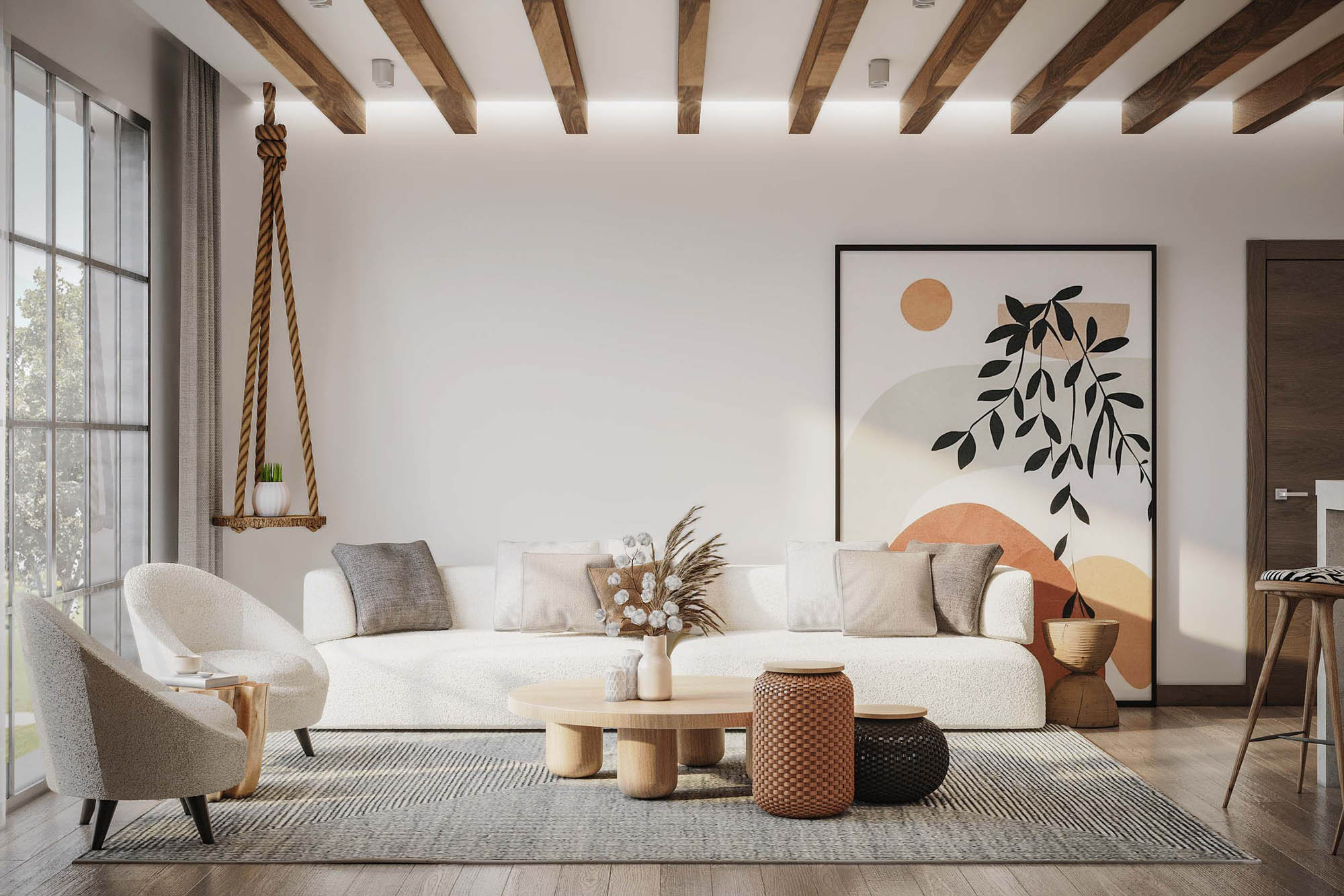 Phong cách thiết kế nội thất phòng khách kiểu wabi sabi