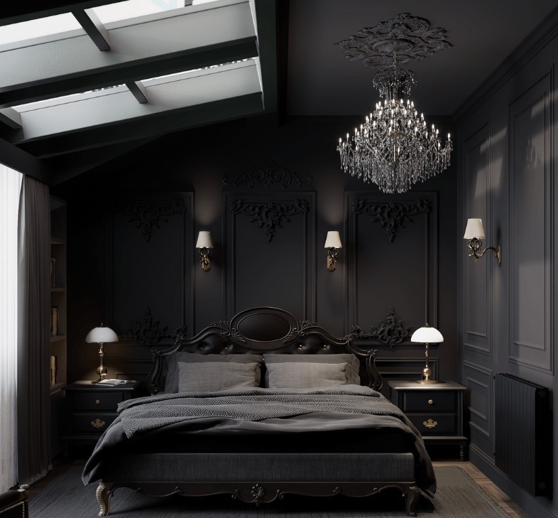 Phòng ngủ huyền bí tinh xảo phong cách Gothic