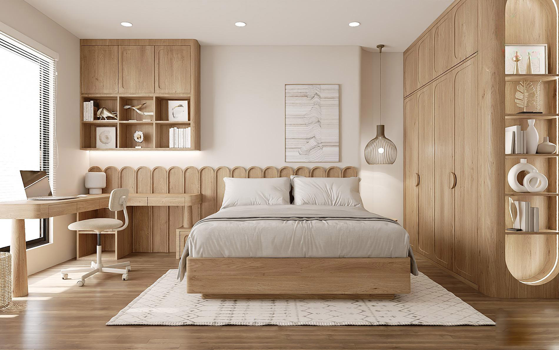 Phòng ngủ theo bảng màu gỗ mdf An Cường Phòng ngủ theo bảng màu gỗ mdf An Cường