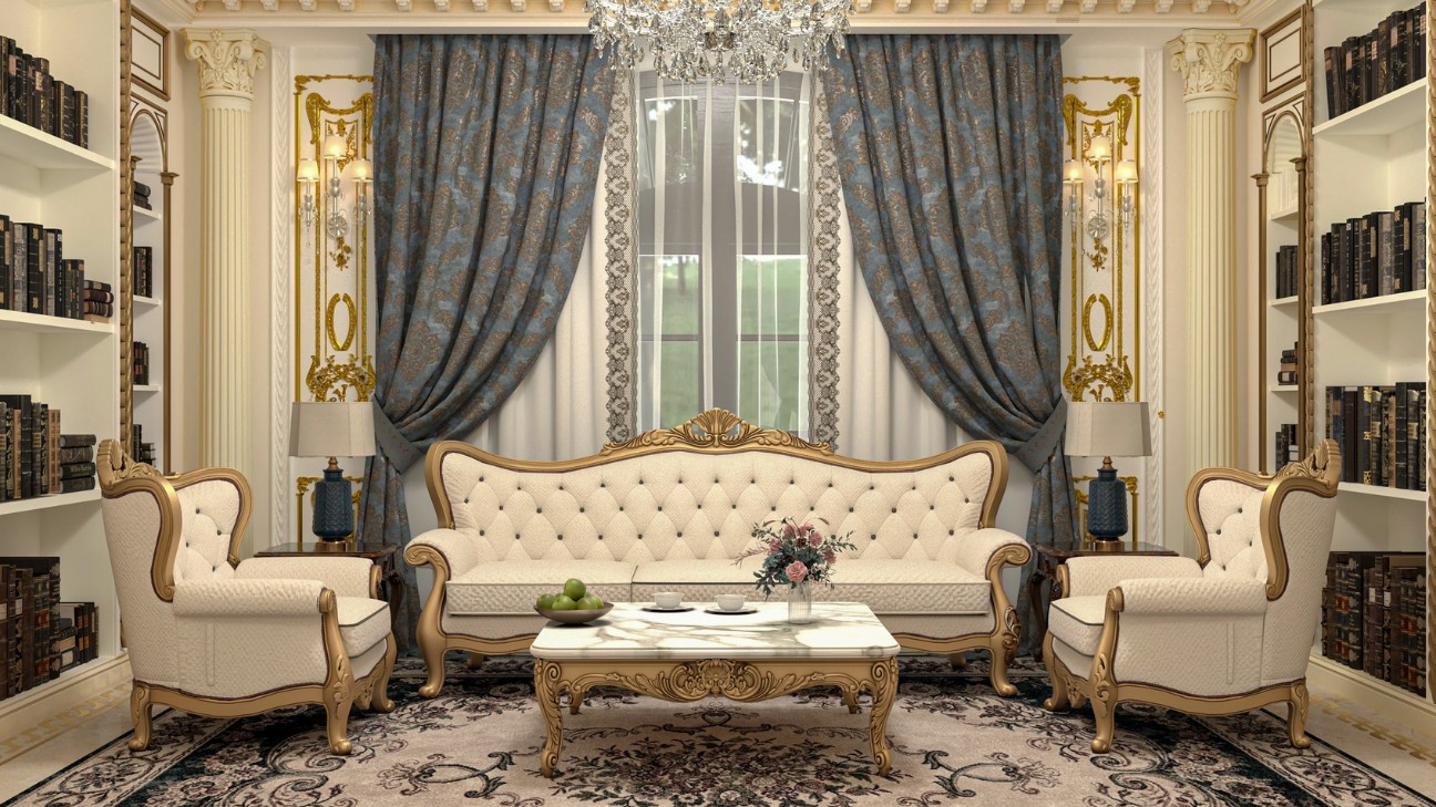 phòng tiếp khách nghệ thuật – chất liệu đậm chất Baroque