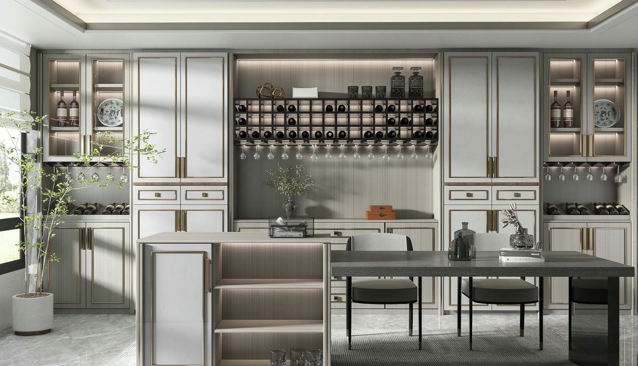 Quầy bar bếp gỗ tự nhiên