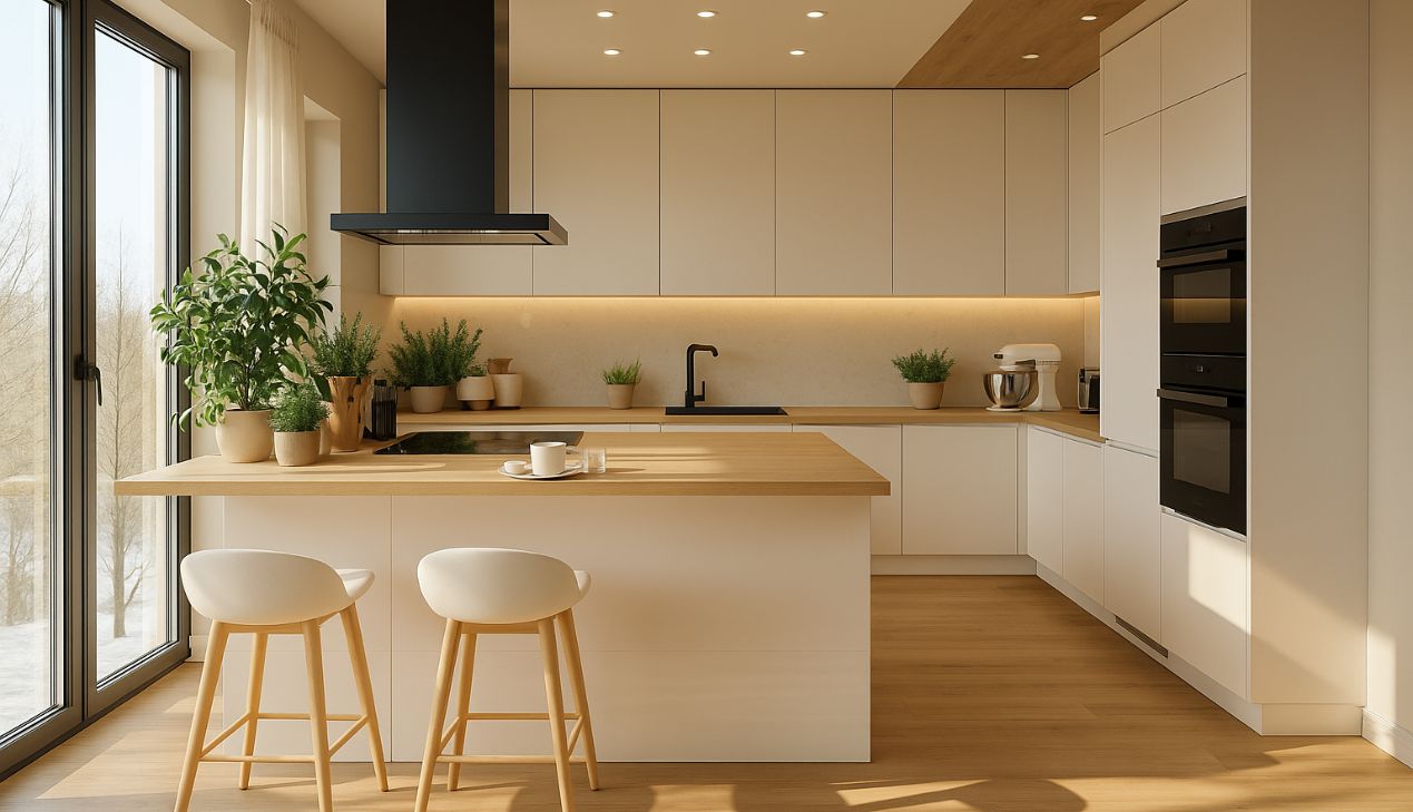 Quầy bar gỗ thiết kế liền kề bếp