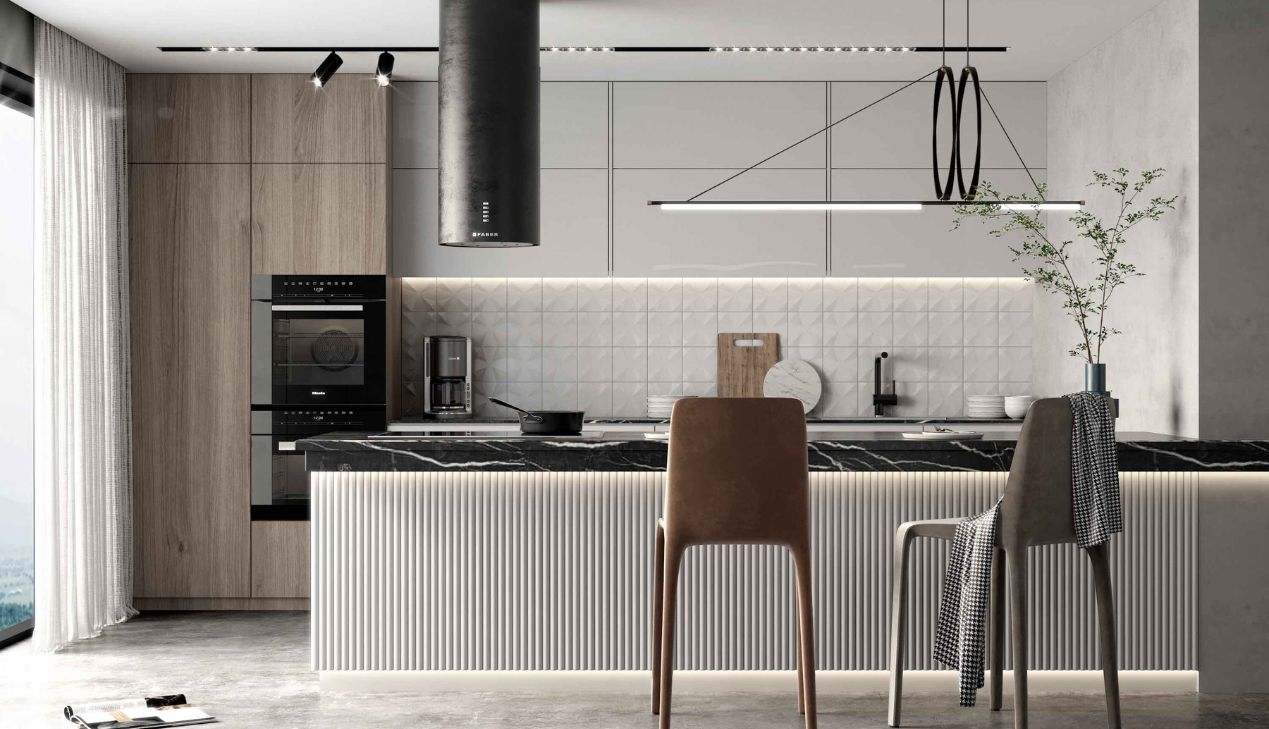 Quầy bar mini kết hợp đảo bếp