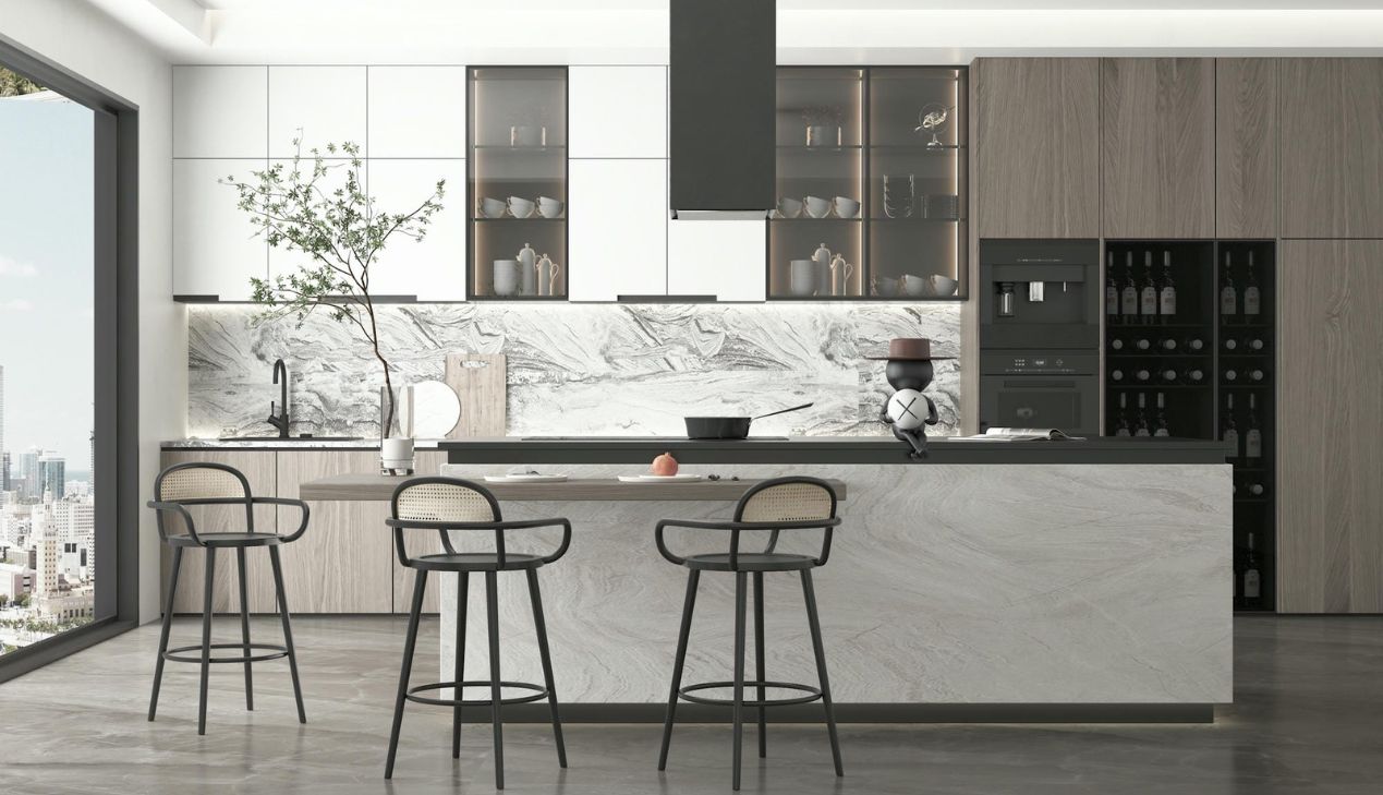 Quầy bar mini tiết kiệm diện tích chung cư