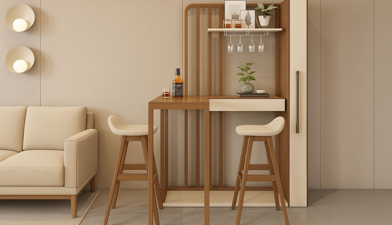 Quầy bar nhỏ gọn cho phòng khách