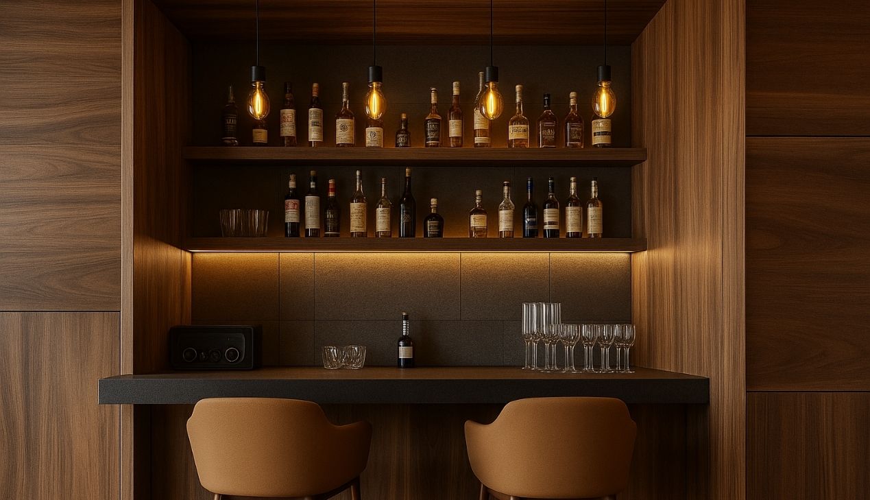 Quầy bar phòng khách hiện đại tối giản