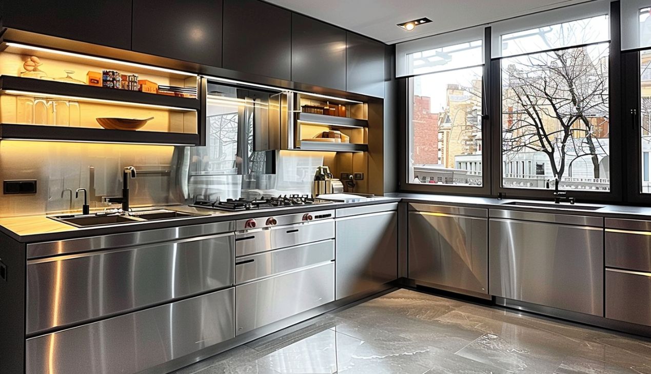 Quầy inox bếp phòng ăn