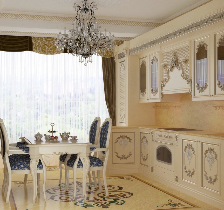 Sàn đá hoa cương và nội thất Baroque sang trọng