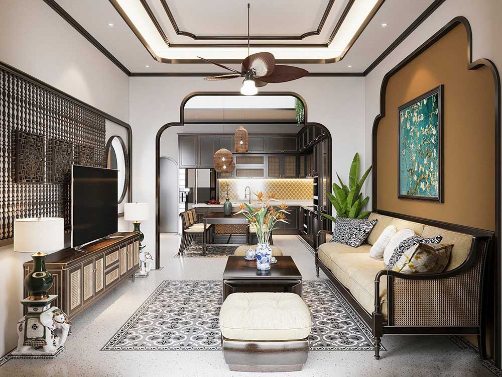 Thiết kế nội thất nhà ống phong cách indochine